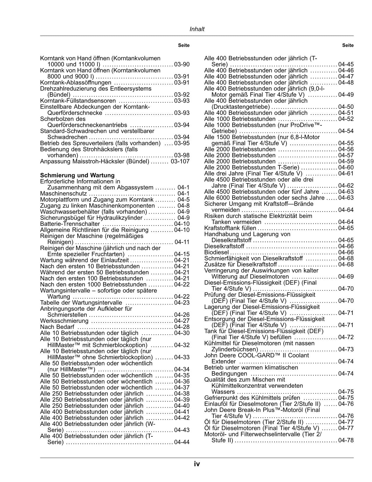 John Deere T550 T560 T660 T670 Mähdrescher Betriebsanleitung 120000-