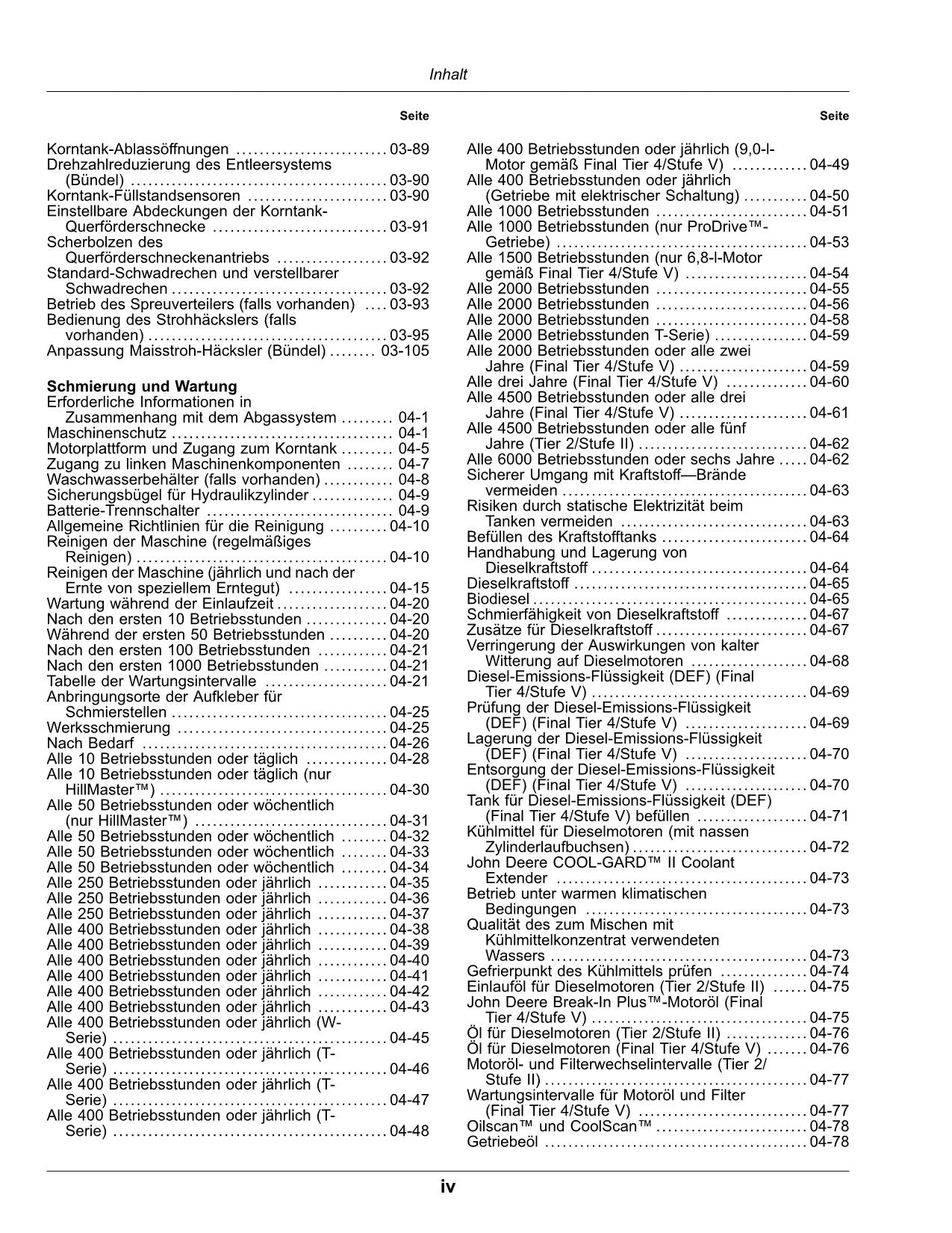 John Deere T550 T560 T660 T670 Mähdrescher betriebsanleitung 140000-