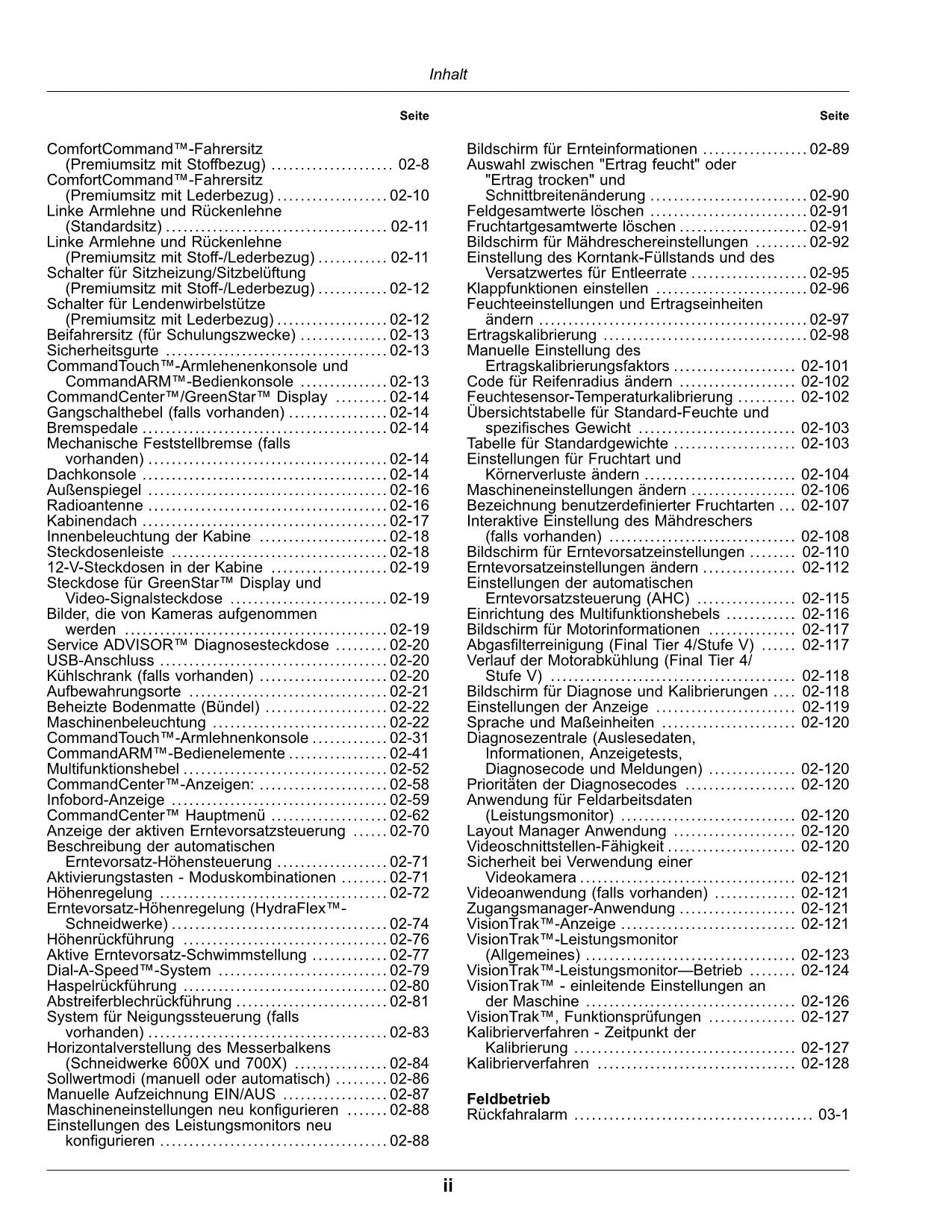 John Deere T550 T560 T660 T670 Mähdrescher Betriebsanleitung 140000-