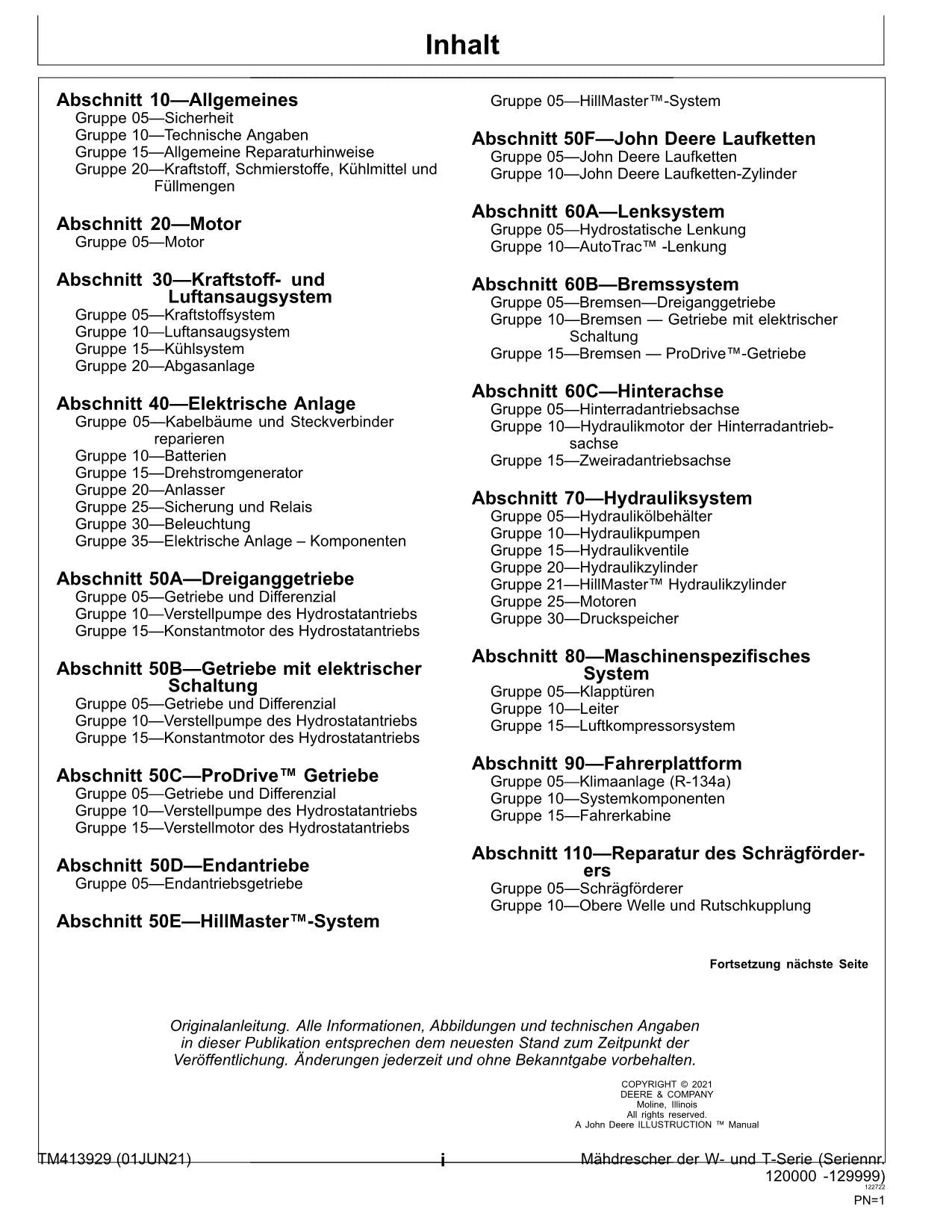 John Deere T550 T560 T660 T670 mähdrescher reparaturhandbuch #1