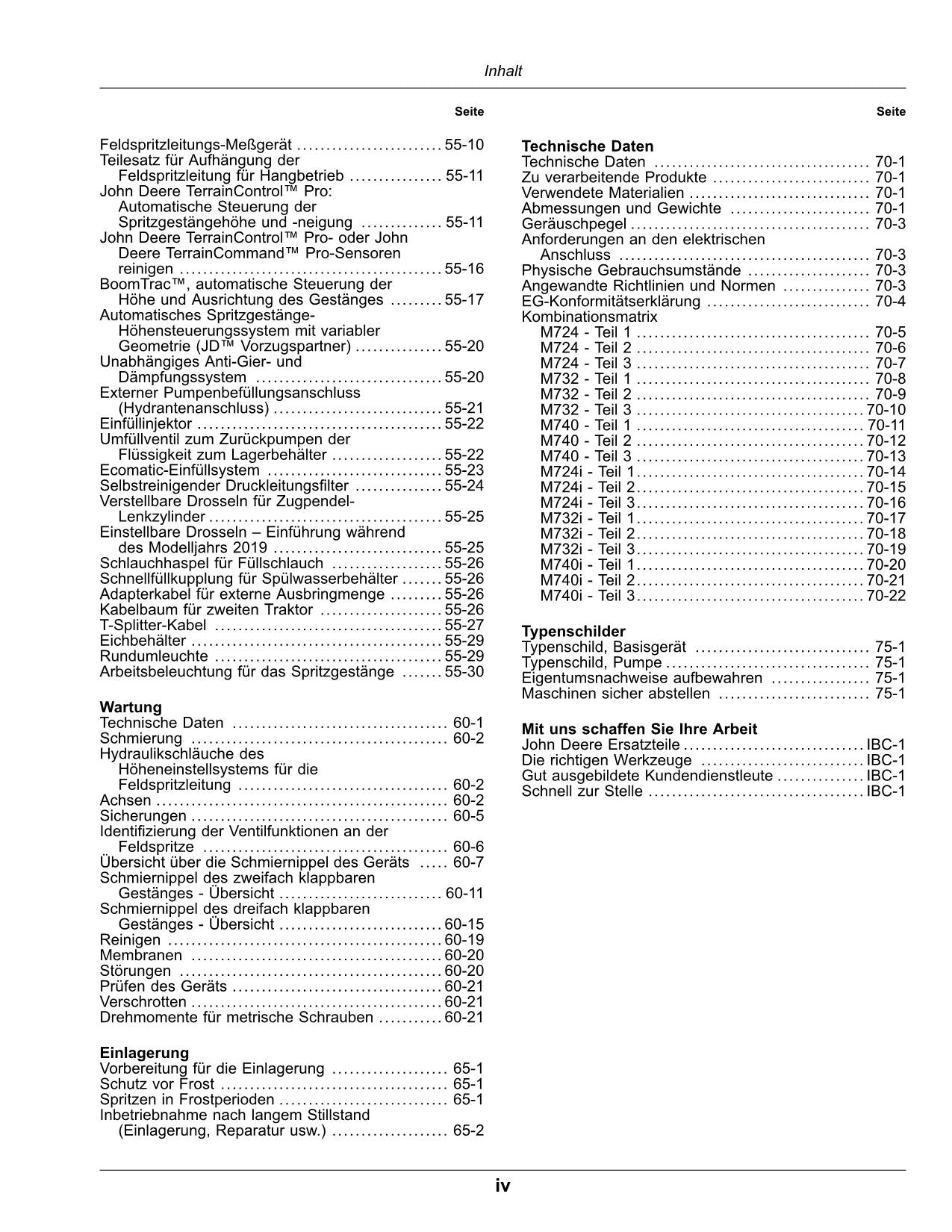 John Deere Anhängefeldspritze M724i M732i M740i MFC betriebsanleitung