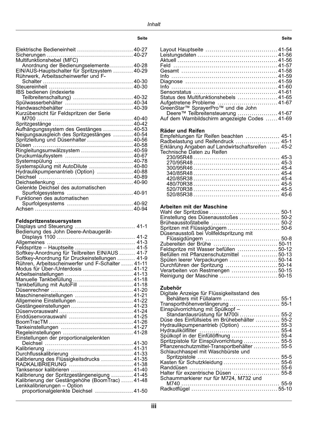 John Deere Anhängefeldspritze M724i M732i M740i MFC betriebsanleitung