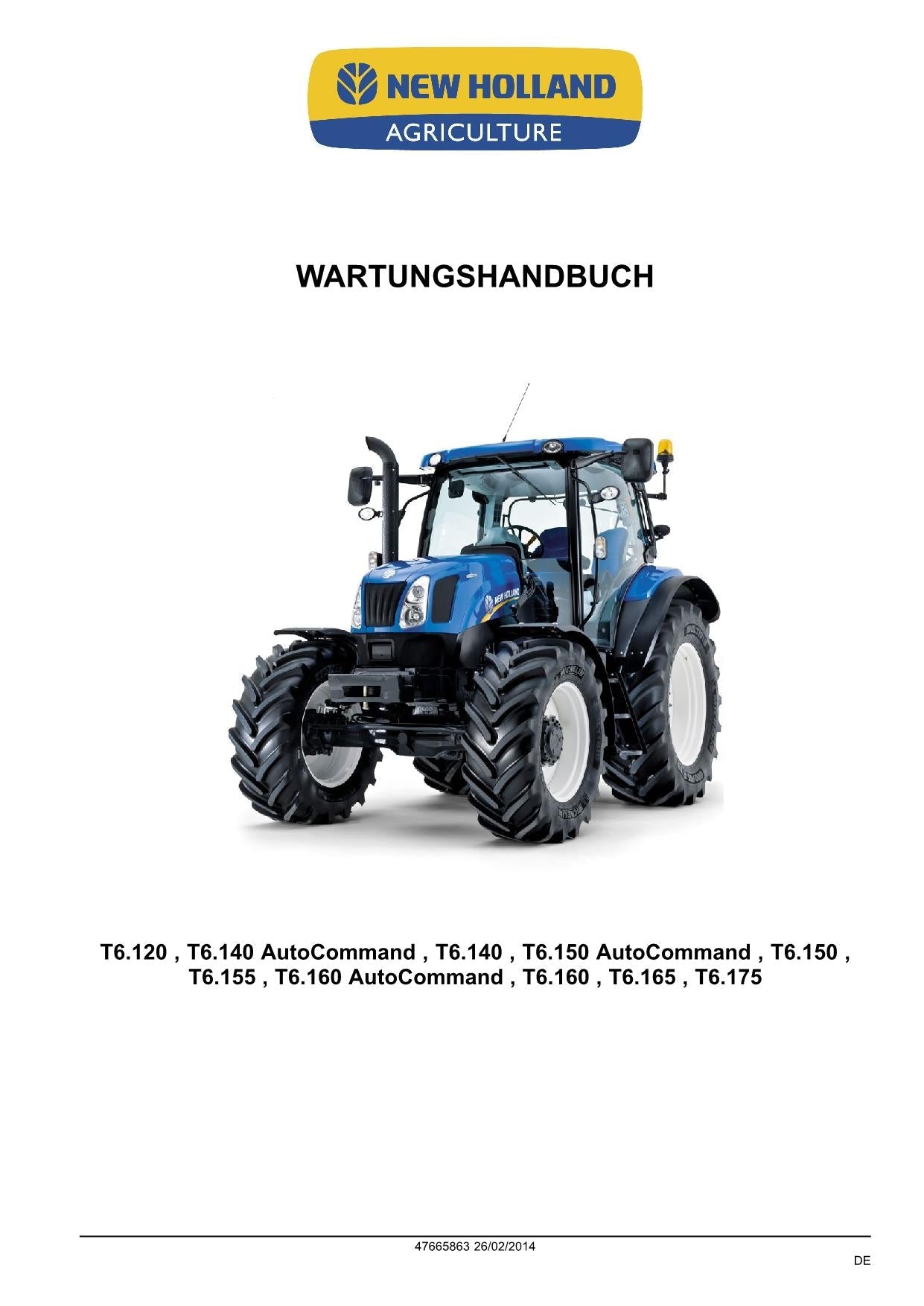 NEW HOLLAND T6.155 T6.160 T6.165 T6.175 TRAKTOR REPARATURHANDBUCH