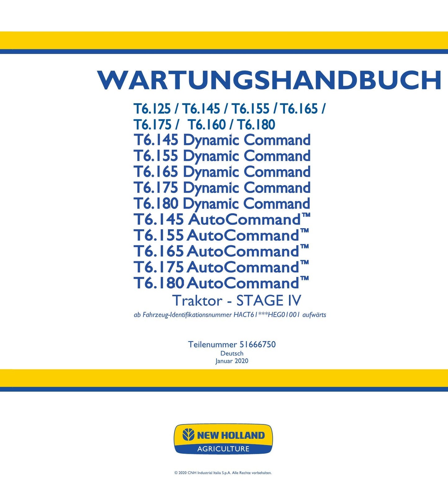 NEW HOLLAND T6.175 T6.160 T6.180 T6.145 TRAKTOR REPARATURHANDBUCH