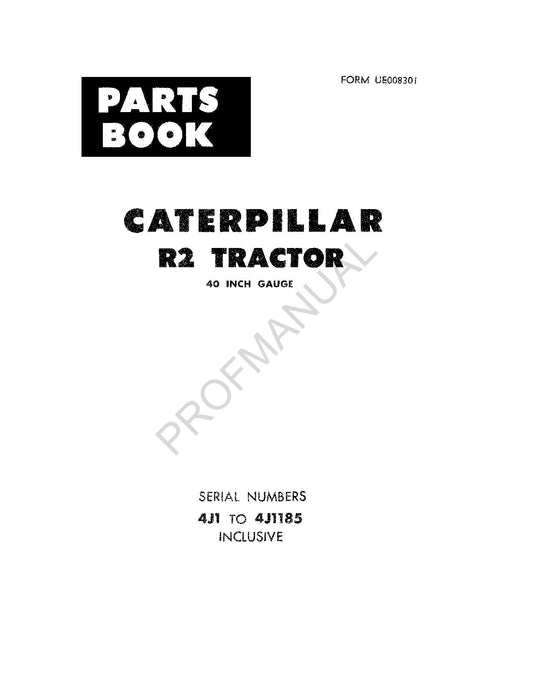 Catalogue de pièces détachées pour tracteur Caterpillar Cat R2, manuel, série 4J1-1185