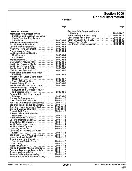 JOHN DEERE 843L-II WHEELED FELLER BUNCHER OPERATION TEST TECHNICAL MANUAL