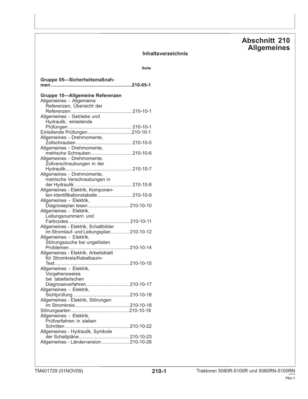 JOHN DEERE 5080RN 5090RN 5100RN TRAKTOR DIAGNOSE REPARATURHANDBUCH