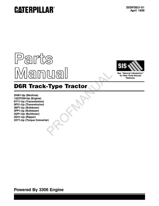 Catalogue de pièces détachées pour tracteur à chenilles Caterpillar Cat D6R SEBP2631