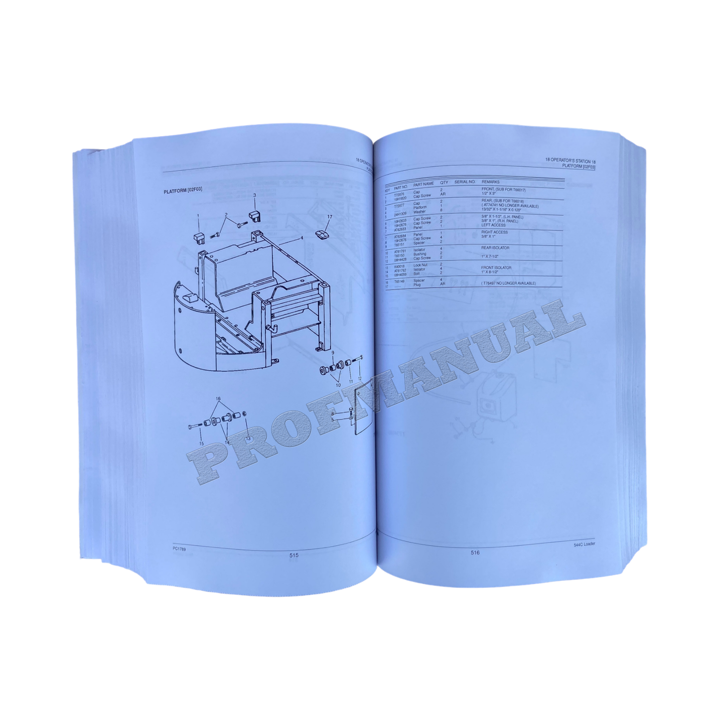 JOHN DEERE 544C LOADER PARTS CATALOG MANUAL