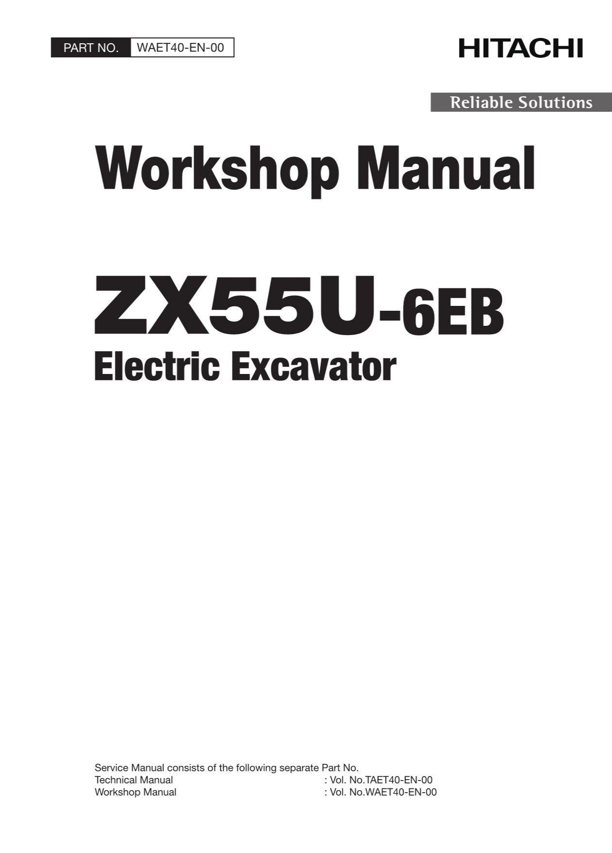 Hitachi ZX55U-6EB Excavator Workshop Service Repair manual