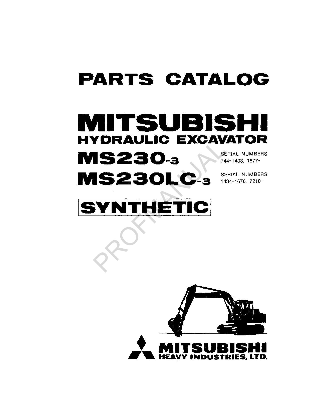 Manuel du catalogue des pièces détachées de la pelle Caterpillar Cat Mitsubishi MS230 3 MS230LC 3