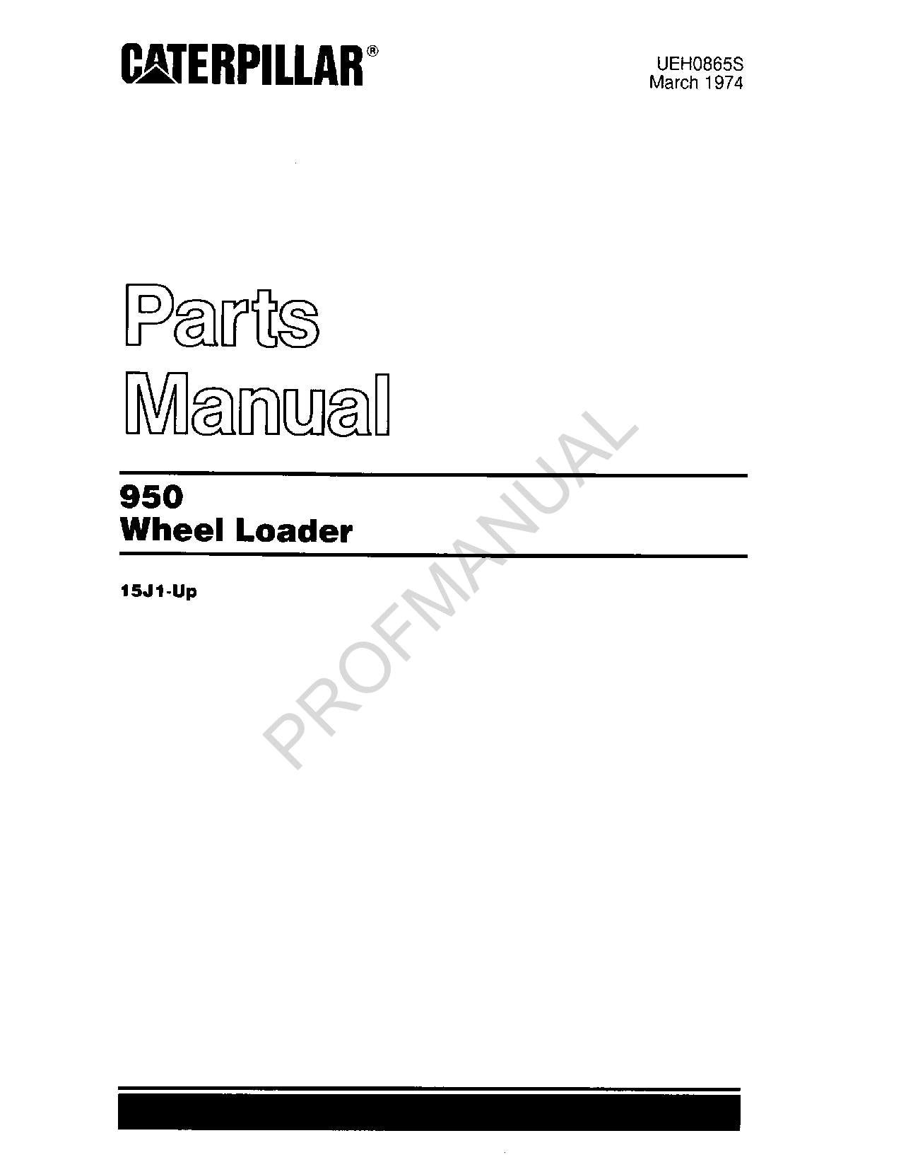 Caterpillar Cat 950 Wheel Loader Parts Catalog Manual UEH0865S