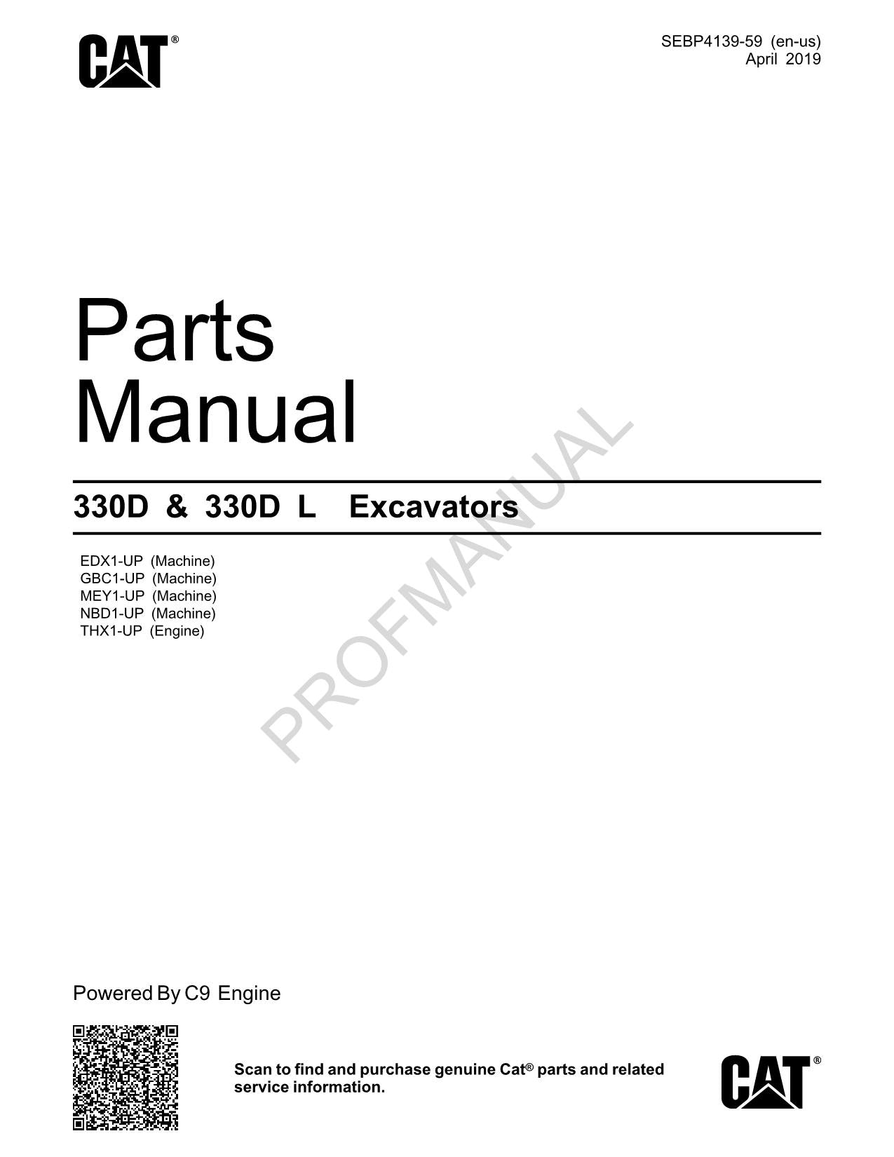 Caterpillar Cat 330D 330D L Bagger Teilekatalog Handbuch SEBP4139