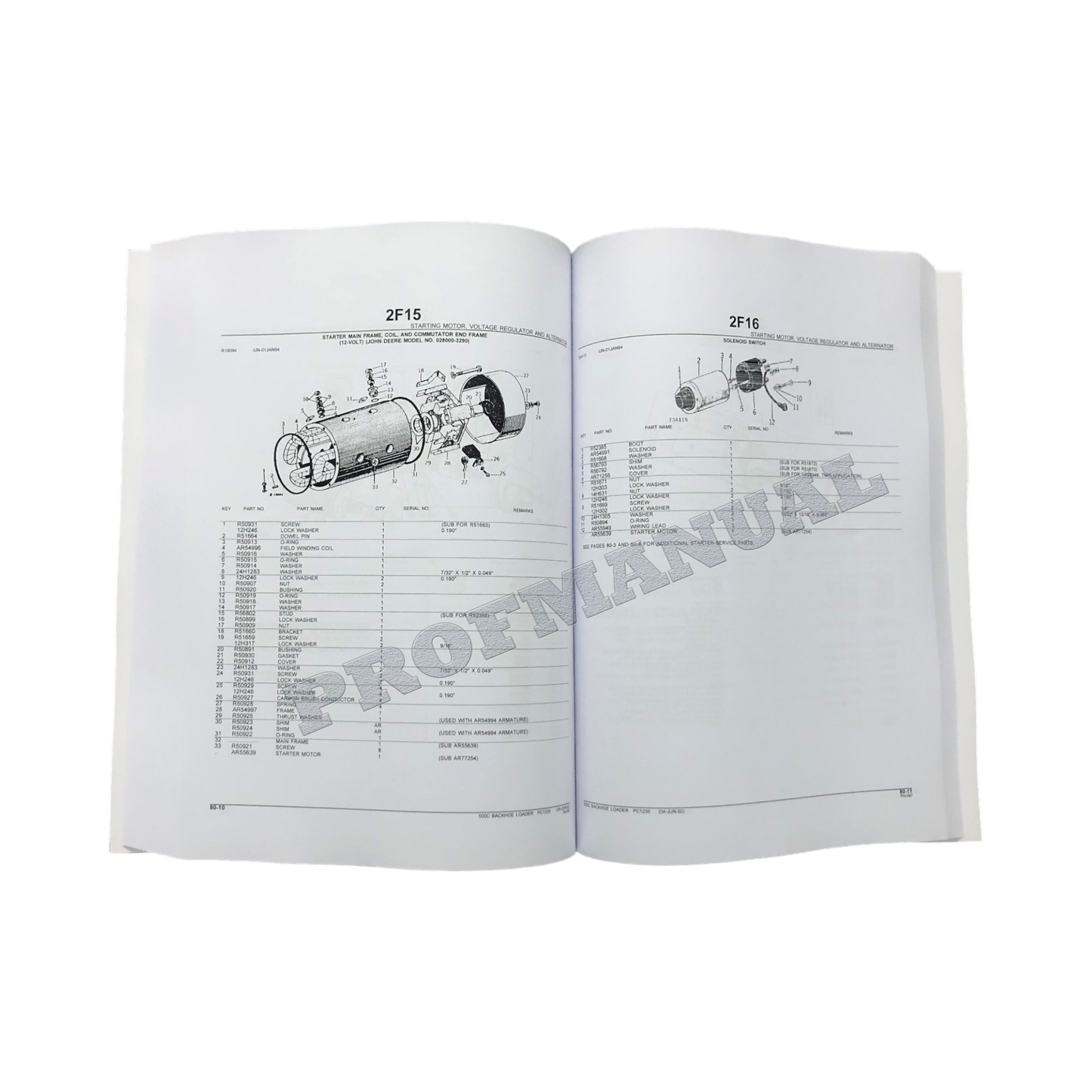 JOHN DEERE 500C BACKHOE PARTS CATALOG MANUAL