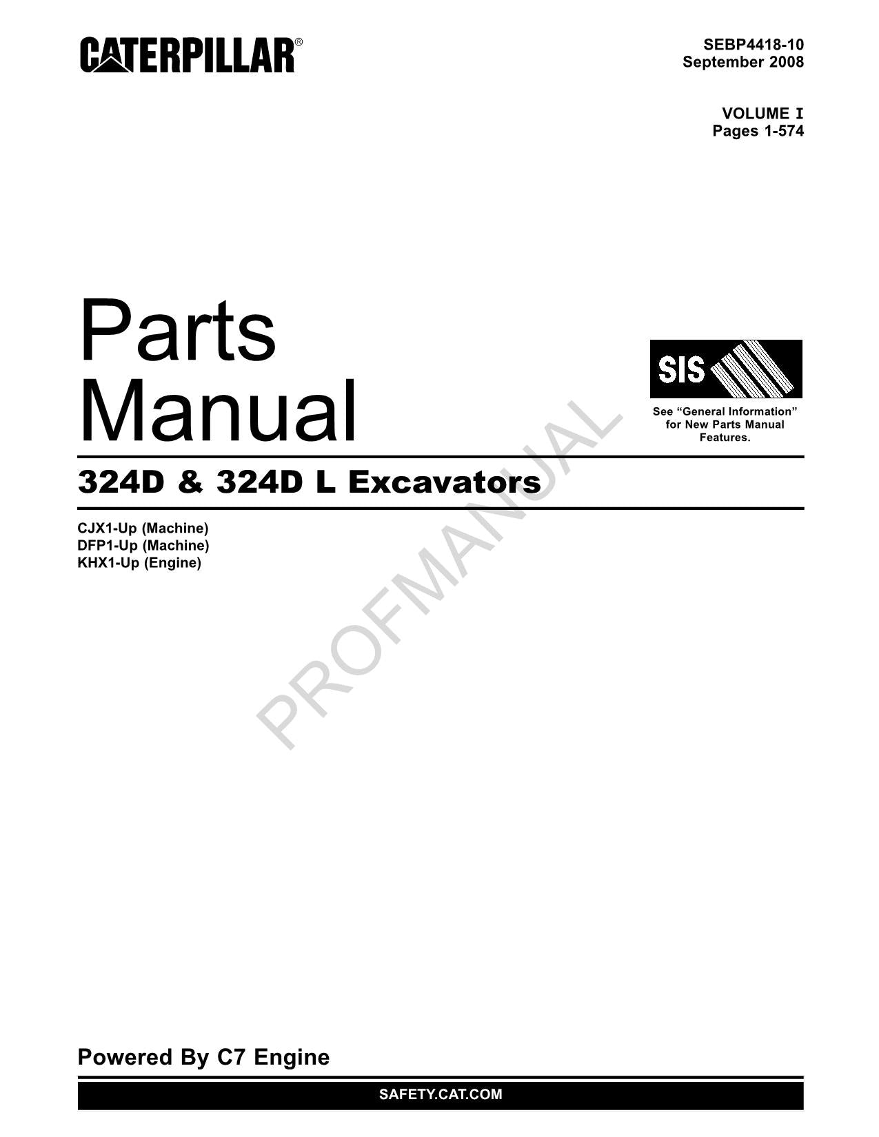 Caterpillar Cat 324D 324D L Bagger Teilekatalog Handbuch SEBP4418