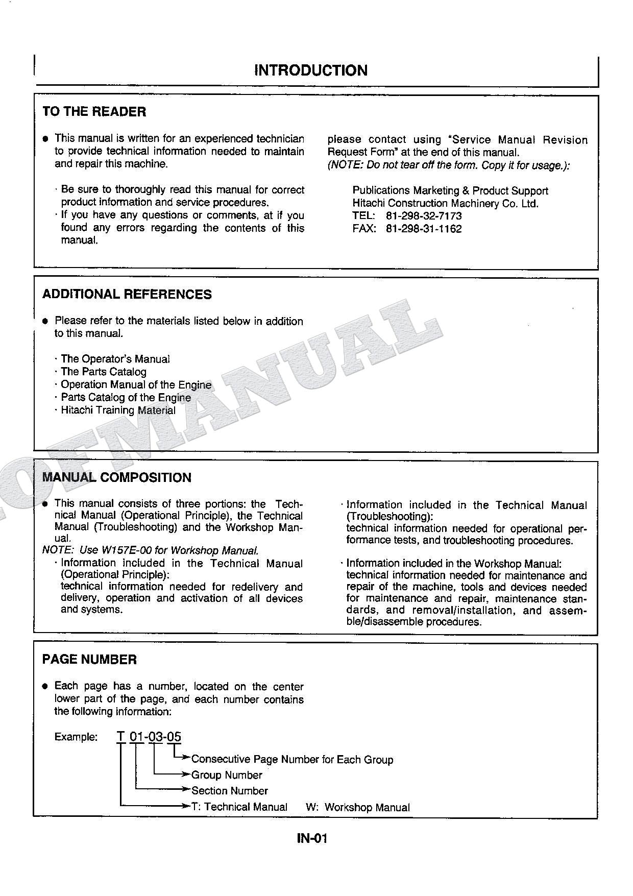 HITACHI EX200-5 Excavator Service manual Troubleshooting with Big Schematics