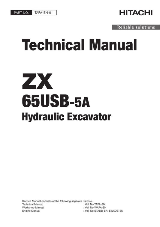 Hitachi ZX65USB-5A Excavator Service Manual with Schemes TAFA-EN-01