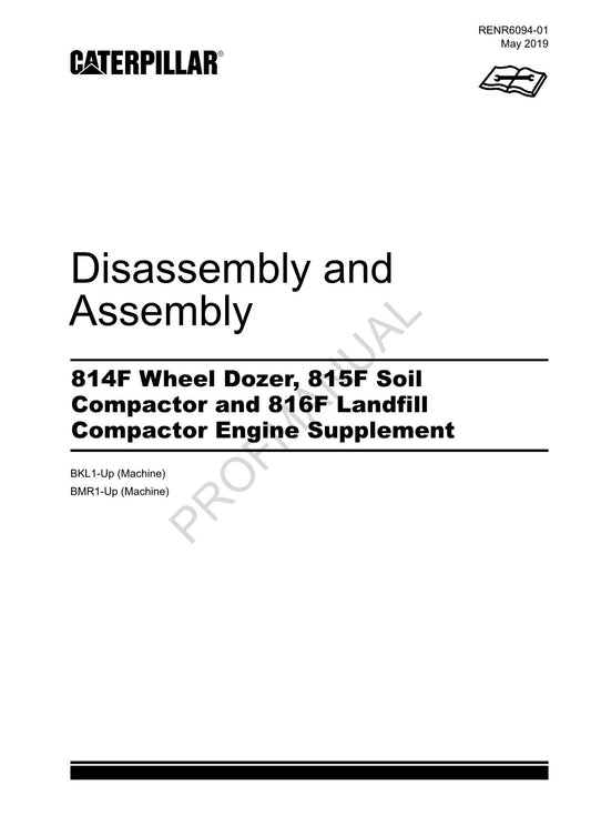 Caterpillar Cat 814F Dozer Engine Suppl Disassem Assem Service Manual