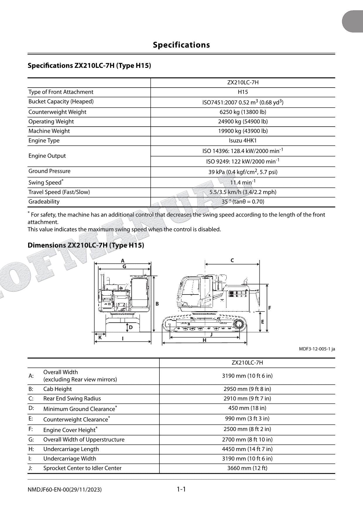 HITACHI ZX210LC-7H ZX250LC-7H ZX350LC-7H Excavator Service Manual