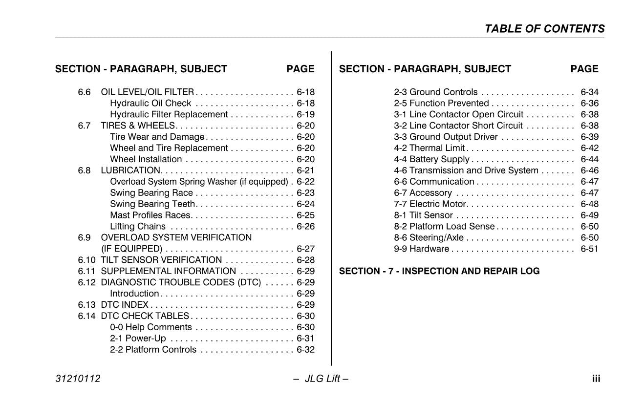 TOUCAN 20E 8E Vertical Lift Maintenance Operation Operators Manual 31210112