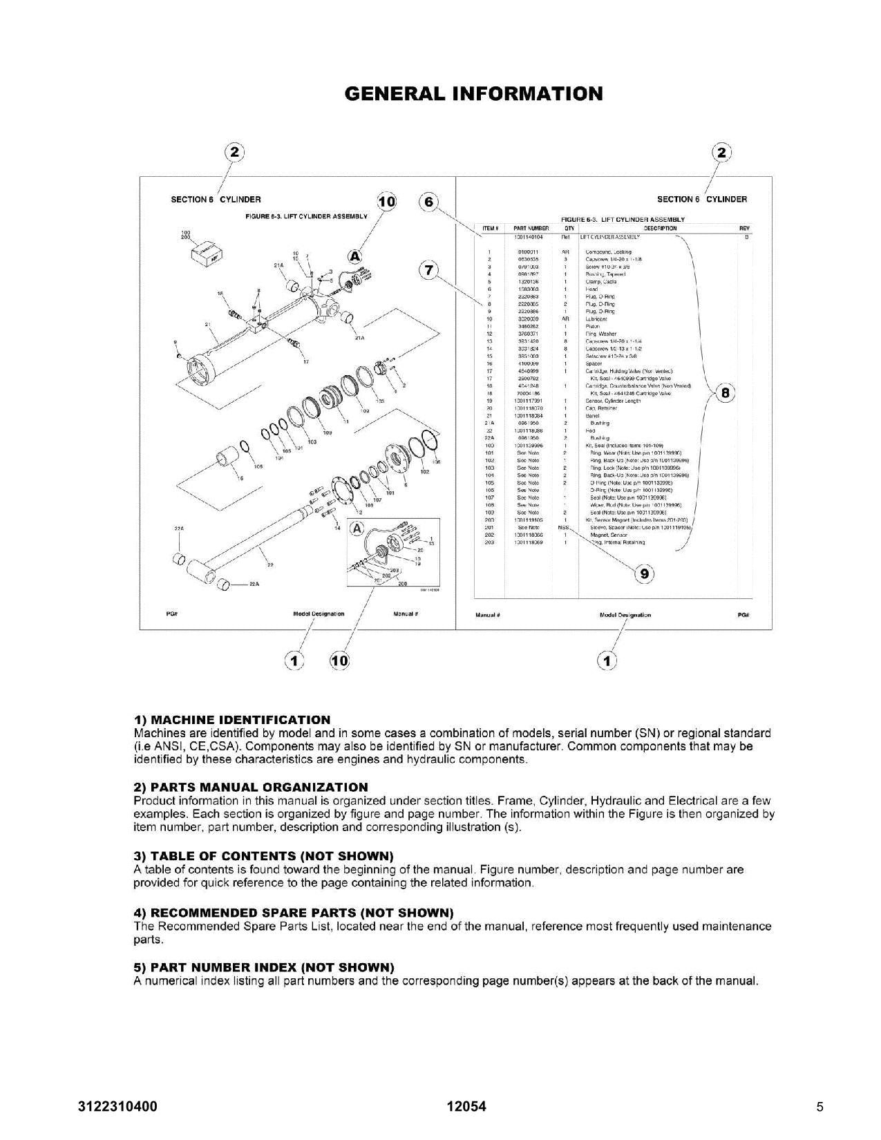 SKYTRAK 12054 Telehandler Parts Catalog Manual