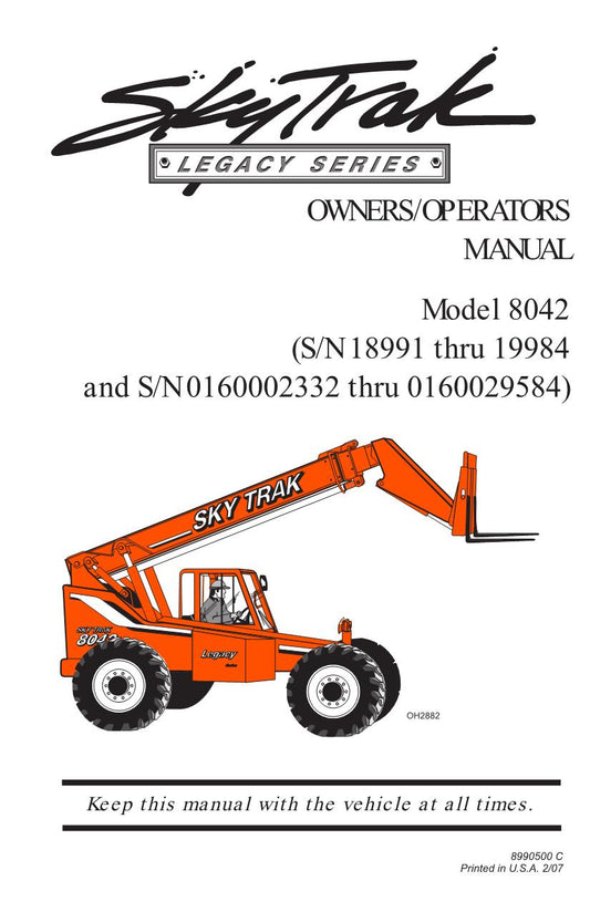 SKYTRAK 8042 Telehandler Maintenance Operation Operators Manual 8990500