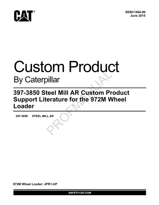 Caterpillar Cat 397 3850 Steel Mill AR 972M Wheel Loader Parts Catalog Manual