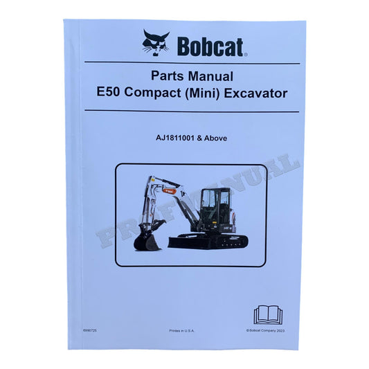 Manuel du catalogue des pièces détachées pour excavatrice Bobcat E50 AJ1811001-