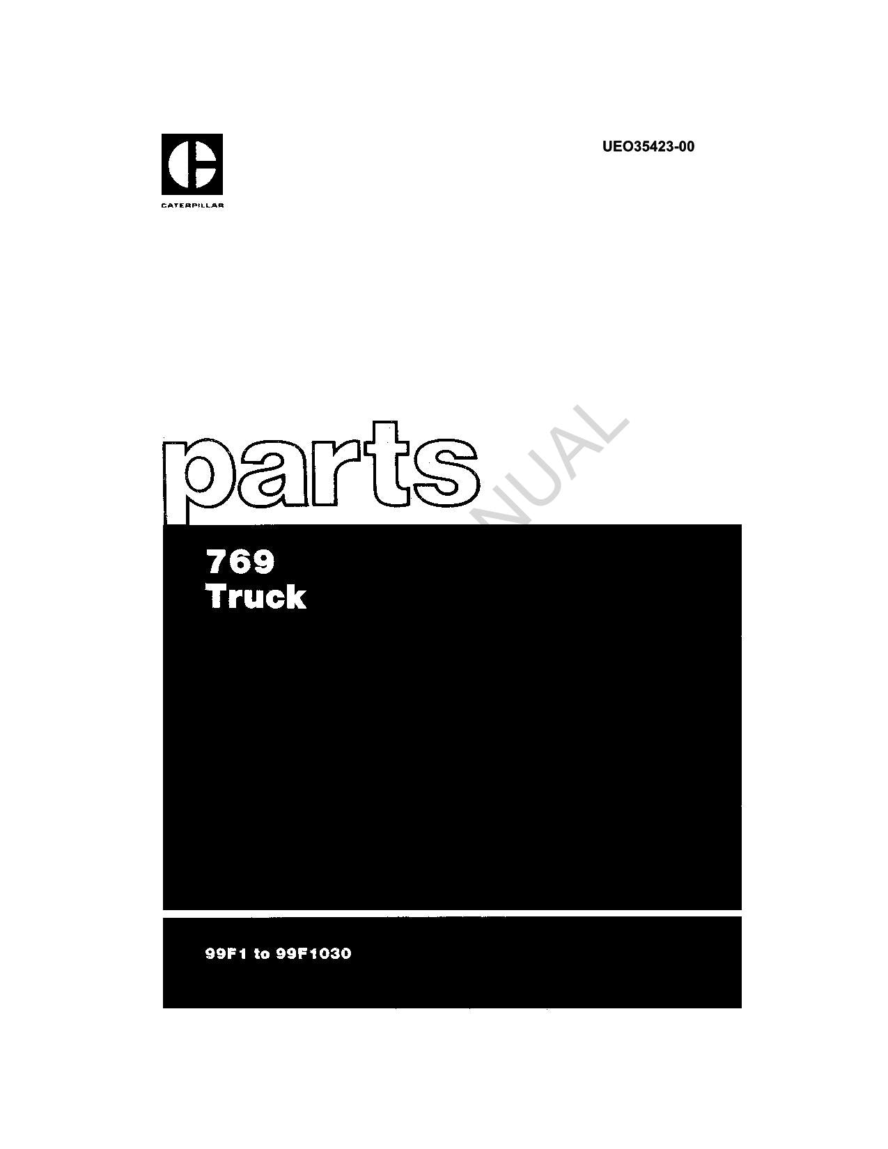 Caterpillar Cat 769 Off Highway Truck Parts Catalog Manual