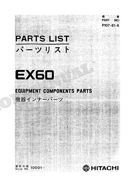 HITACHI EX60 Equipment Component Excavator Parts Catalog Manual