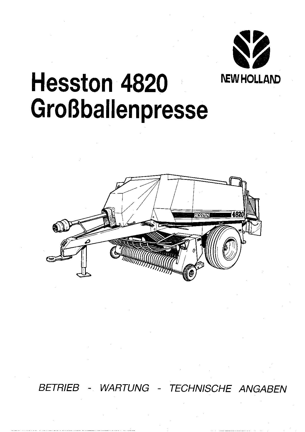 New Holland Hesston 4820 Großballenpresse Betriebsanleitung