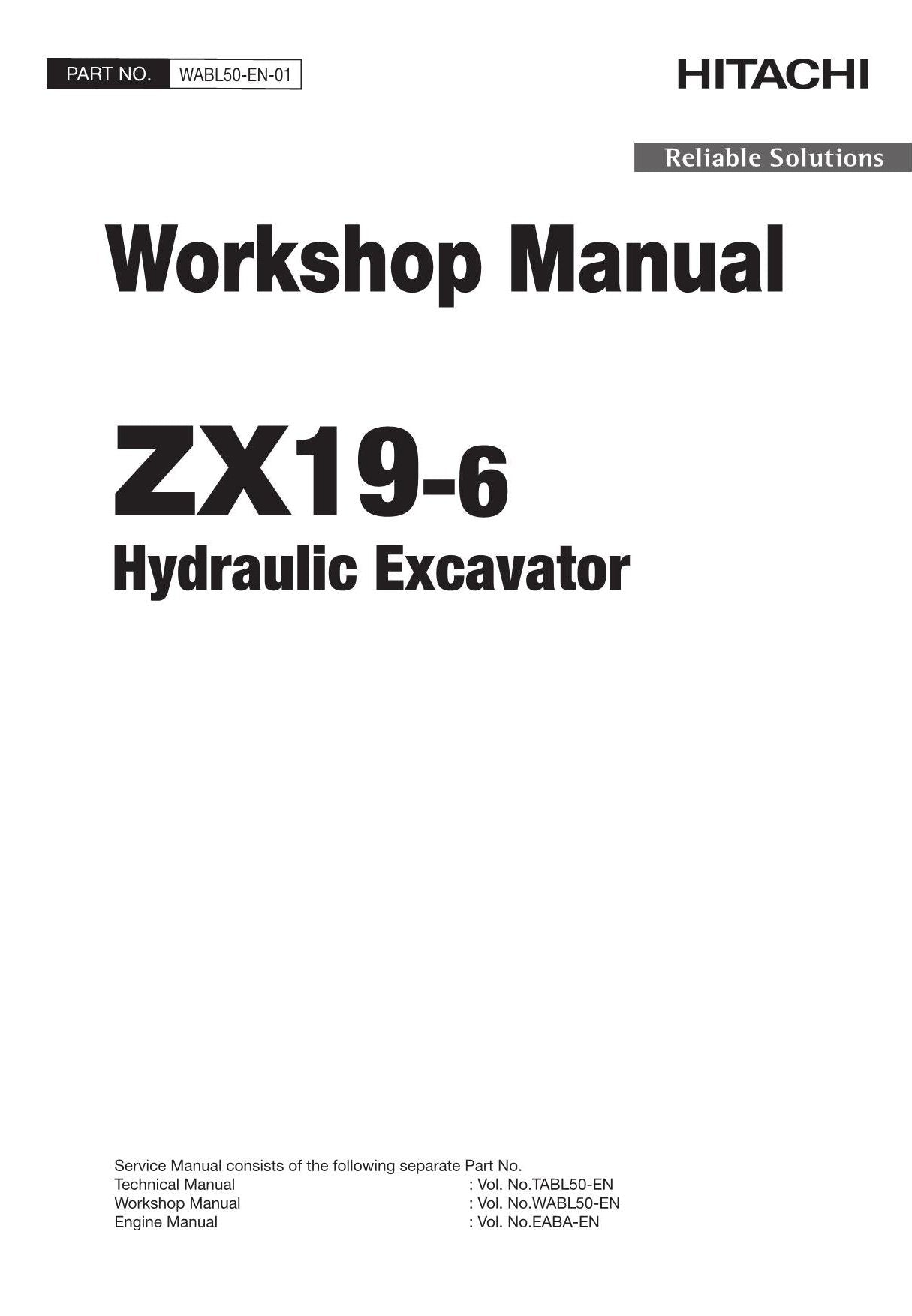 Hitachi ZX19-6 Excavator Workshop Service Repair manual