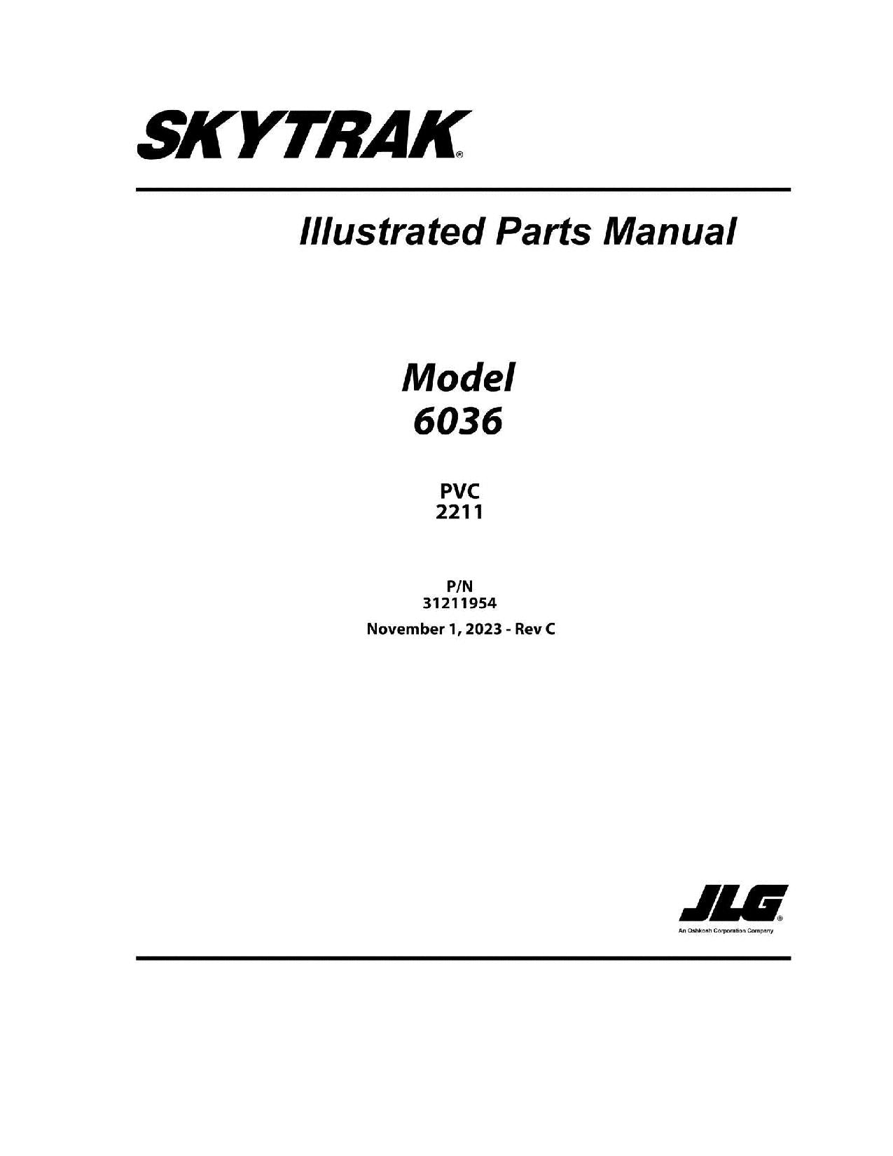 SKYTRAK 6036  Telehandler  Parts Catalog Manual