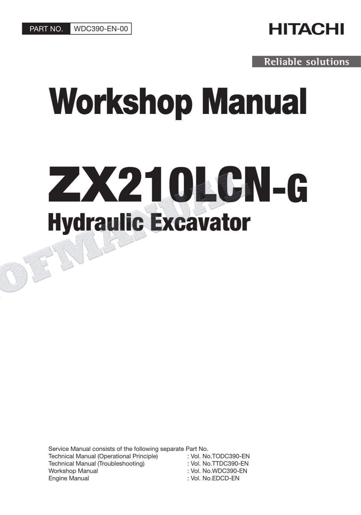 HITACHI ZX210LCN-G Excavator Repair Service Workshop Manual