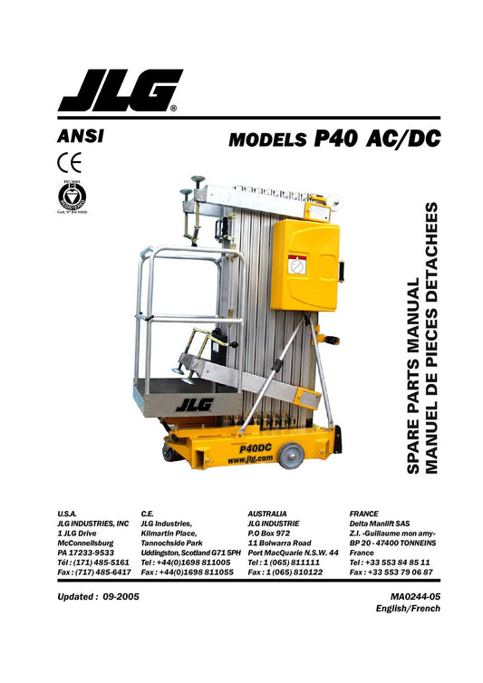 TOUCAN P40 Vertical Lift Parts Catalog Manual Multi language