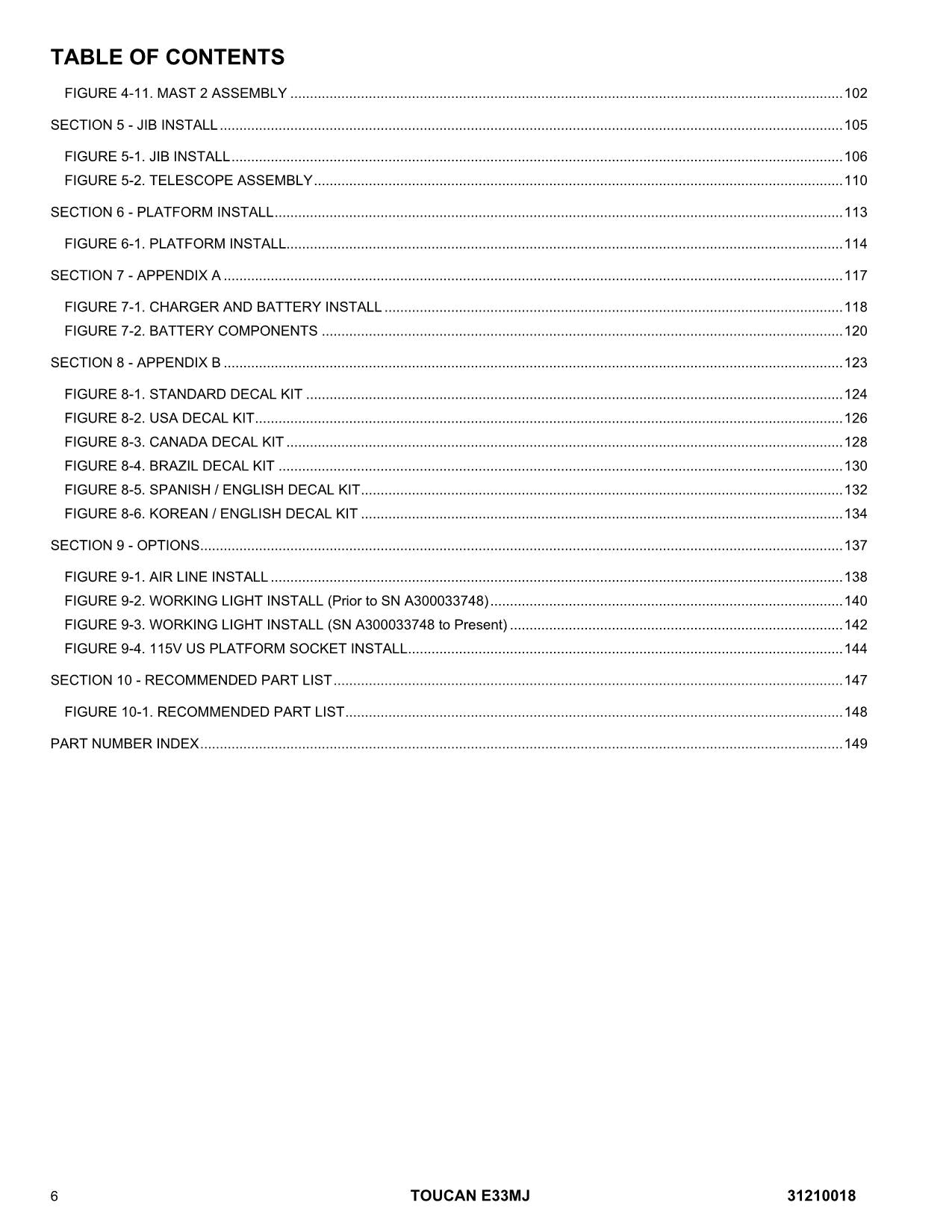 TOUCAN E33MJ Vertical Lift Parts Catalog Manual Multi language