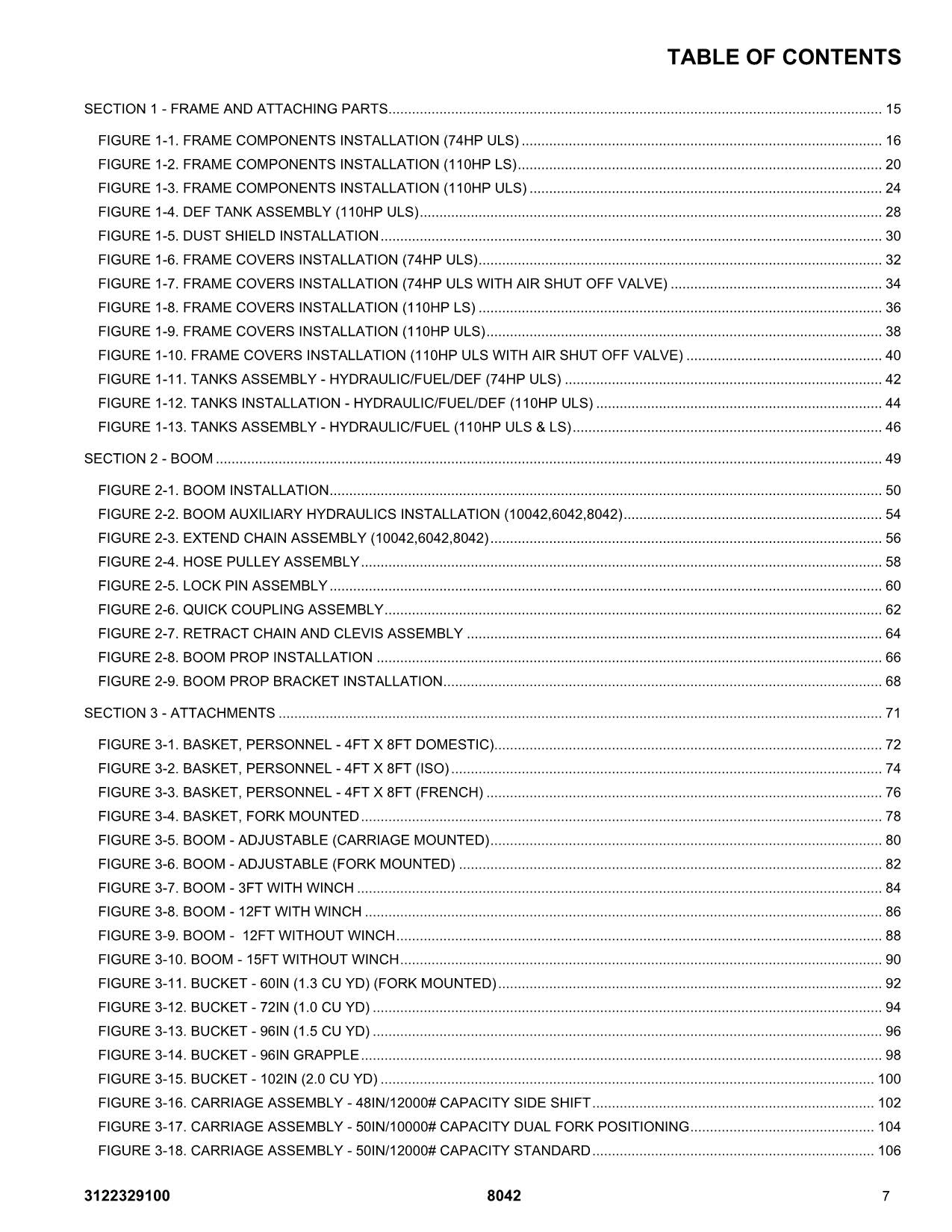 SKYTRAK 8042 Telehandler Parts Catalog Manual