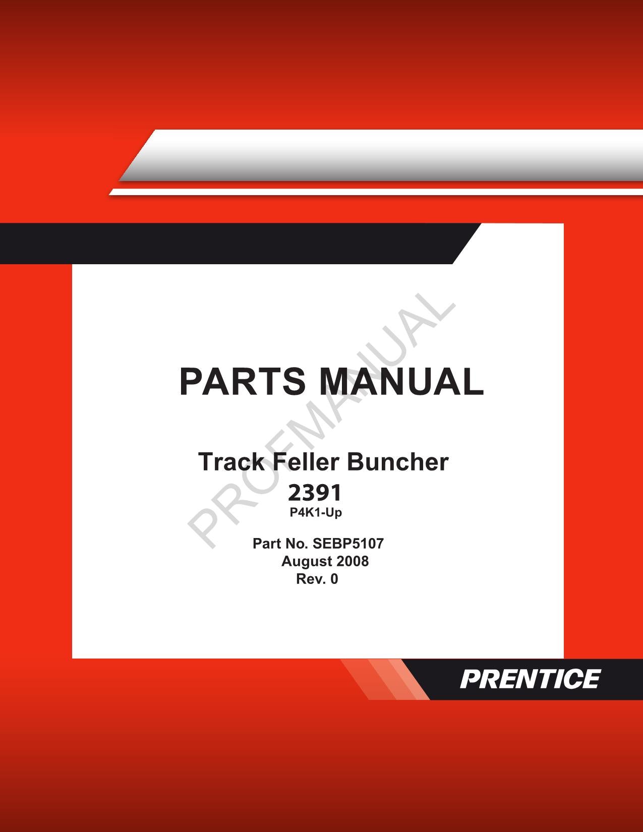 Caterpillar Cat 2391 Track Feller Buncher Parts Catalog Manual