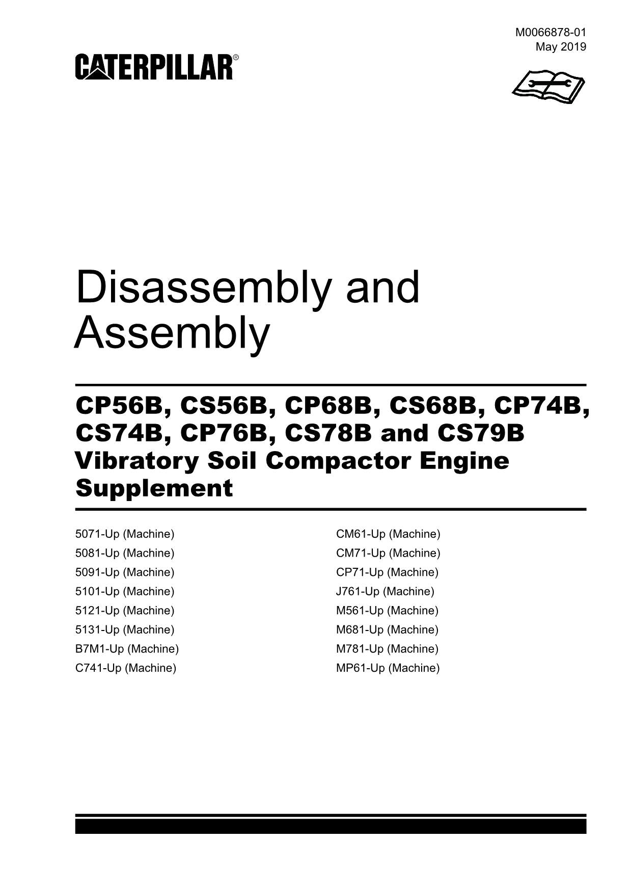 Caterpillar CP56B CS56B CP68B Compactor Engine Suppl Disass Assem Service Manual