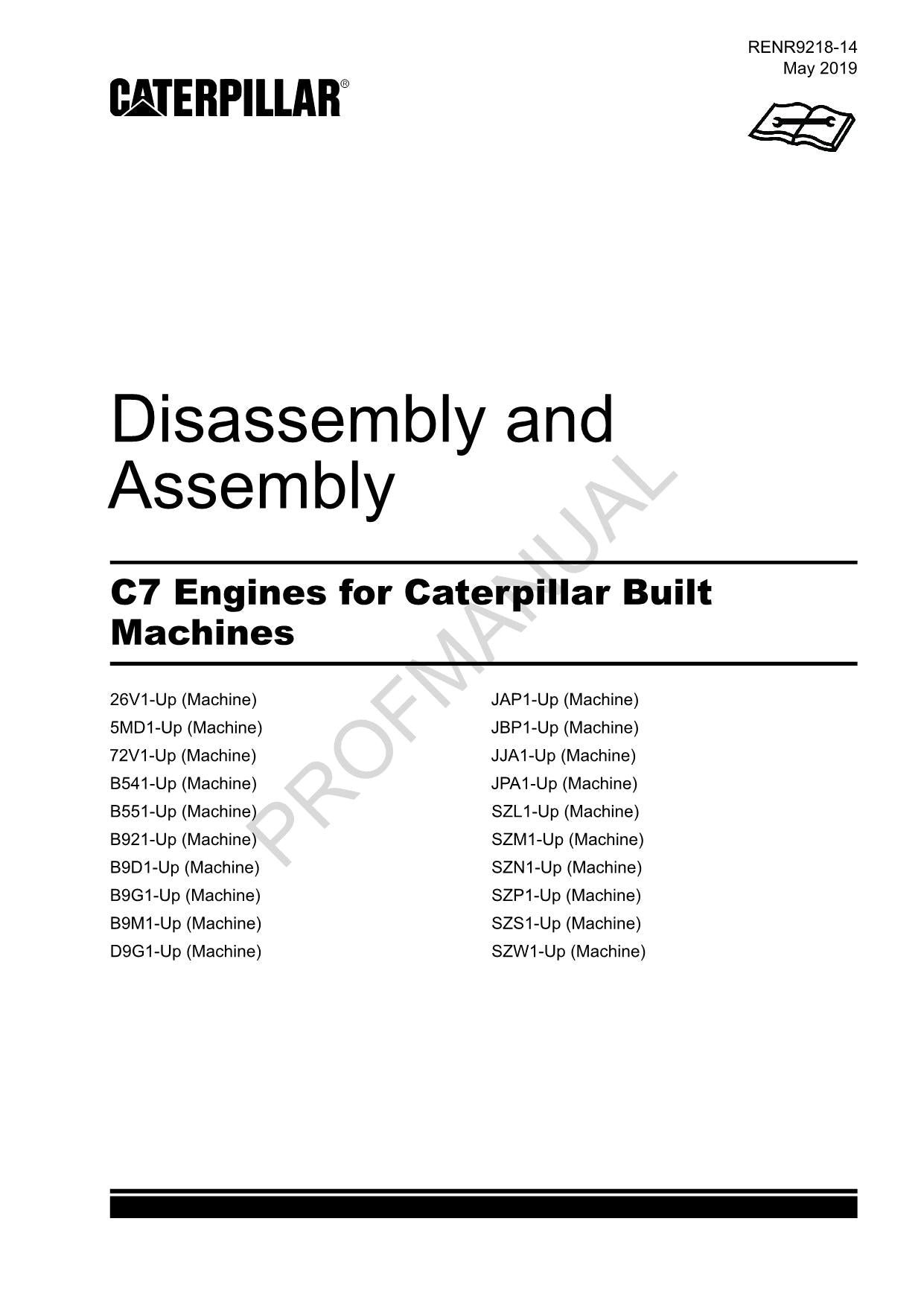 Caterpillar Cat C7 ENGINE Disassembly Assembly Service Manual