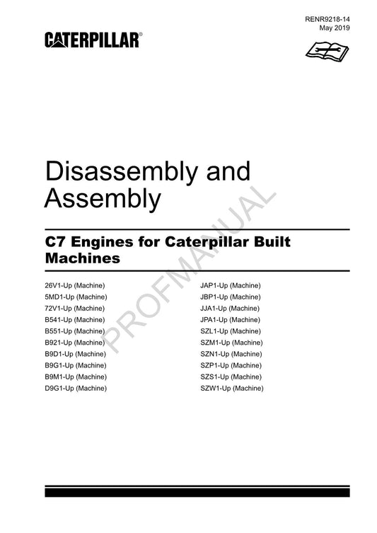 Caterpillar Cat C7 ENGINE Disassembly Assembly Service Manual