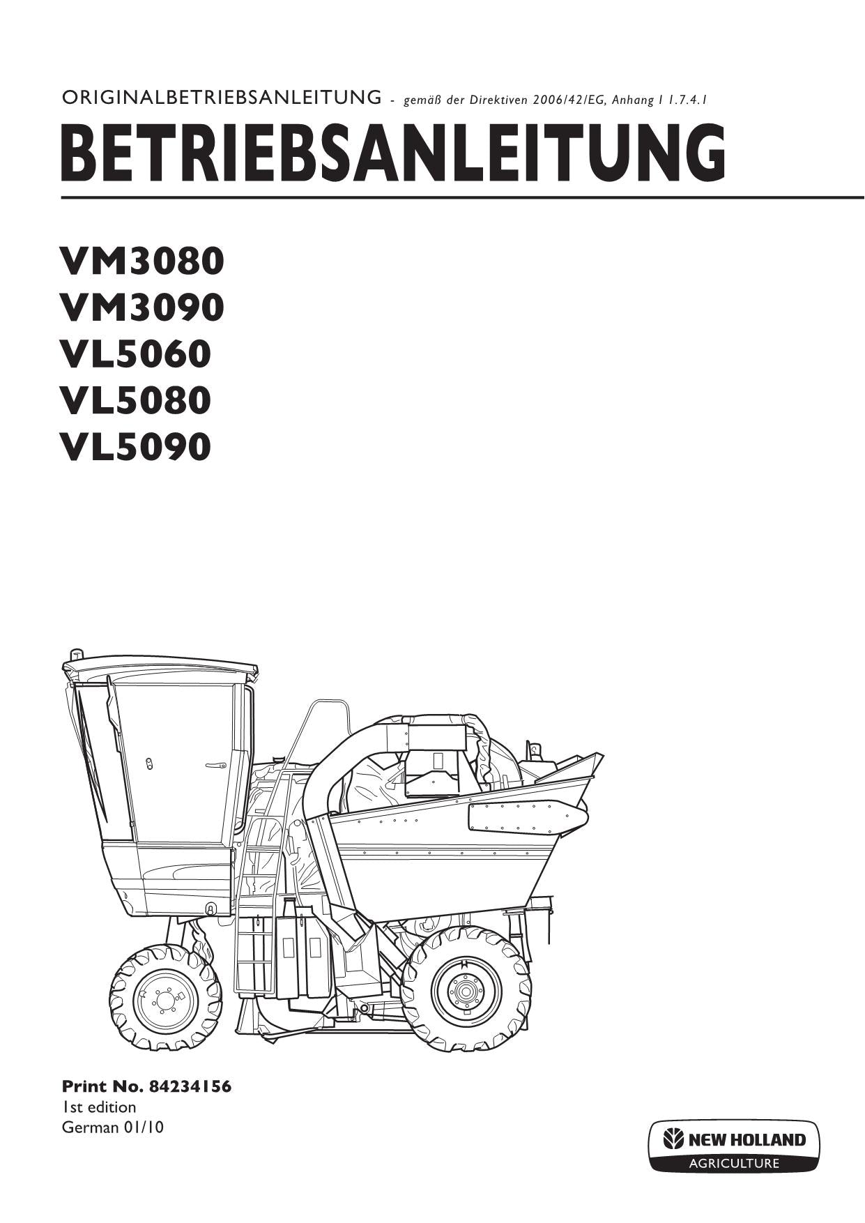 New Holland VL5060 VL5080 VL5090 VM3080 VM3090 Manuel d'utilisation