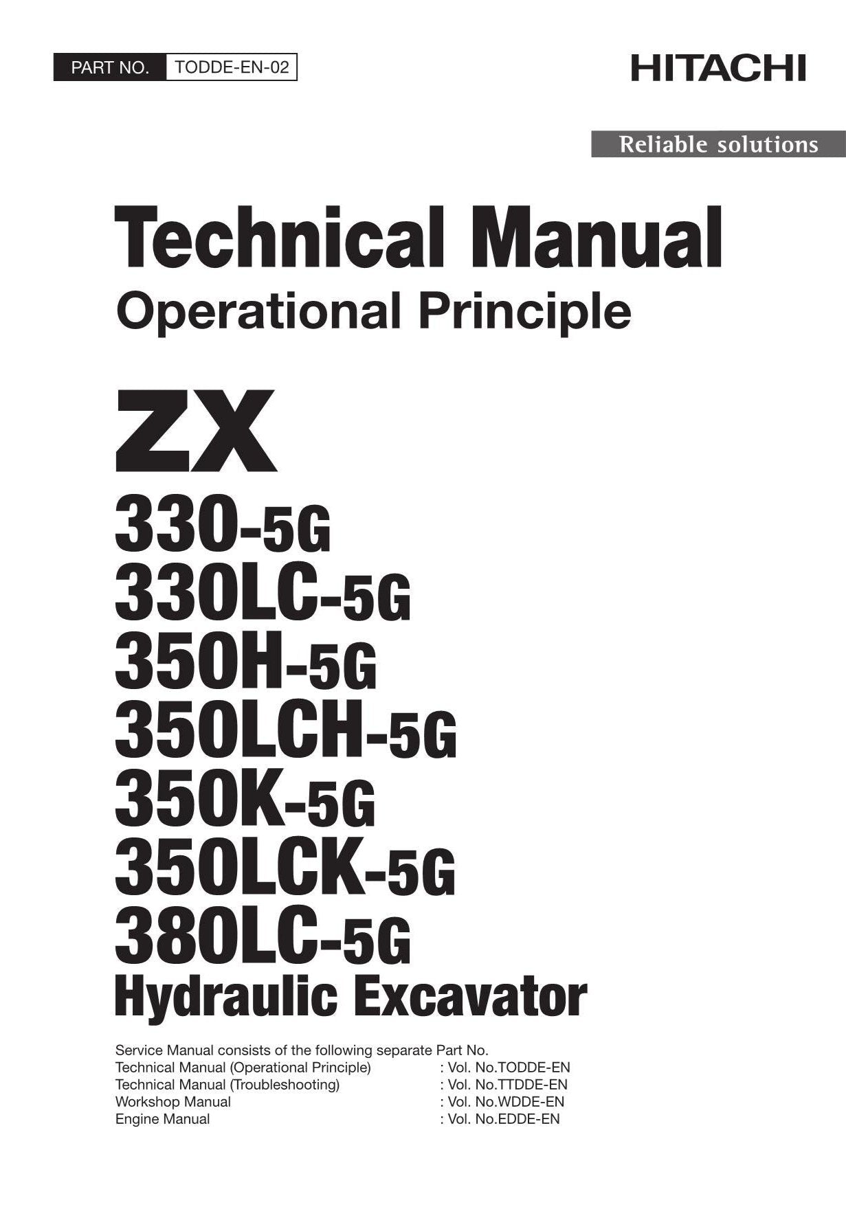 Hitachi ZX350LCK-5G ZX380LC-5G Excavator Operational Principle Service manual