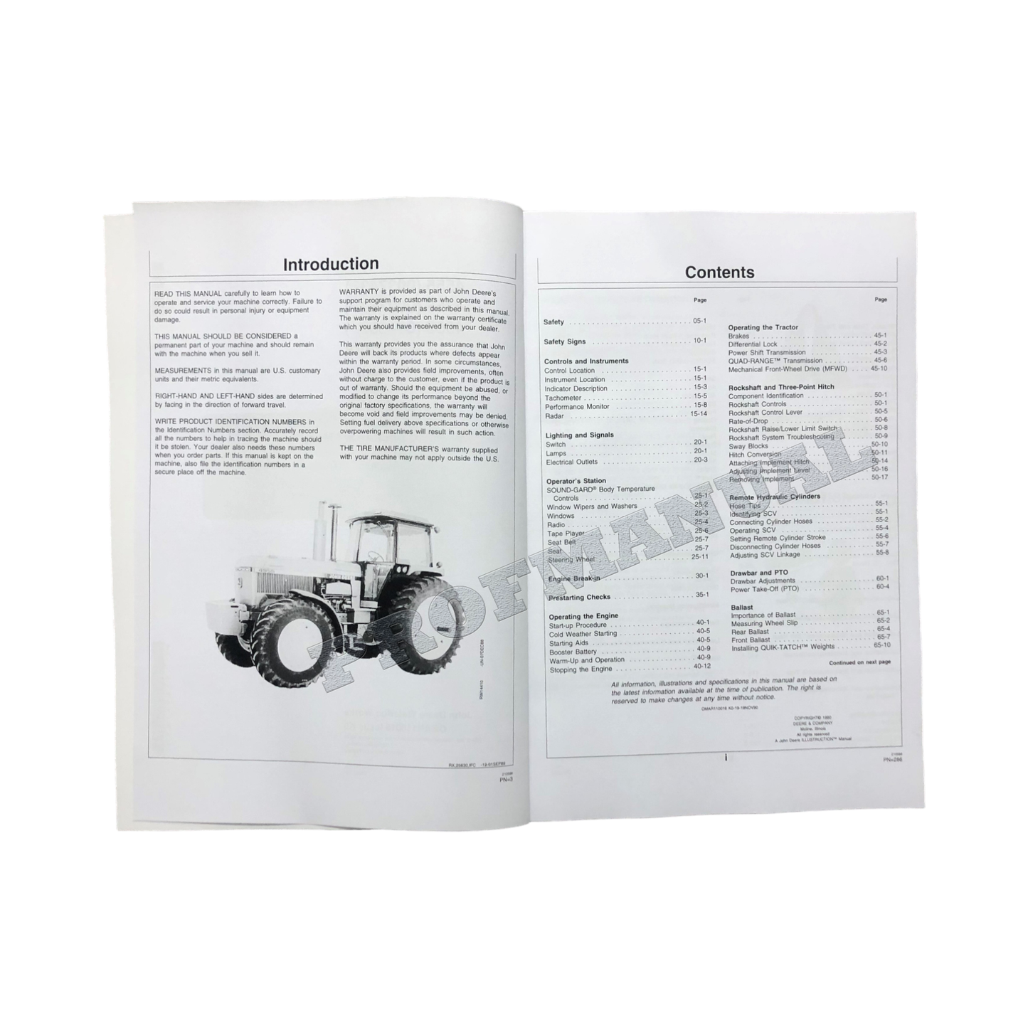 JOHN DEERE 4555 4755 4955 TRACTOR OPERATORS MANUAL #2