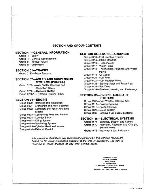 JOHN DEERE 693C TRACKED FELLER BUNCHER REPAIR OPERATION TEST MANUAL