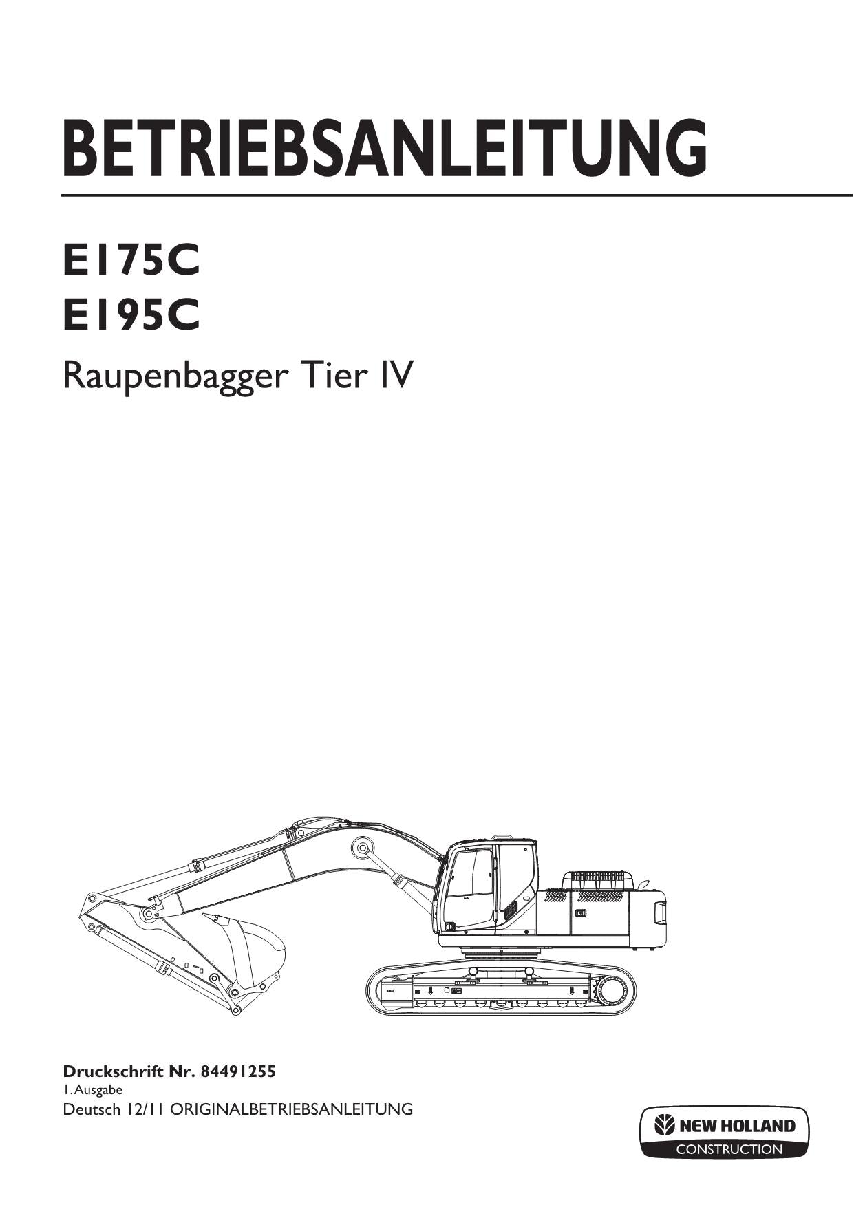 New Holland E175C E195C Bagger Manuel d'instructions