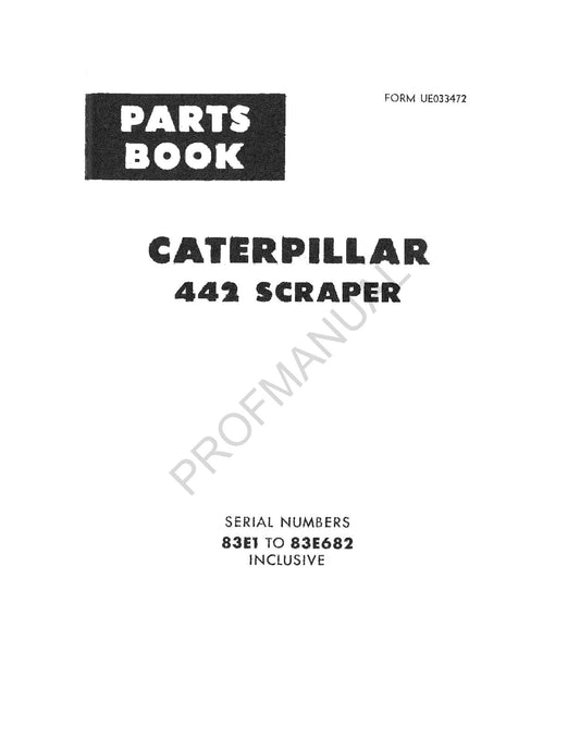 Caterpillar Cat 442 Scraper Parts Book Parts Catalog Manual