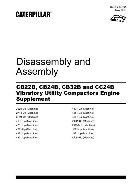 Caterpillar Cat CB22B CB24B Compactor Engine Suppl Disassem Assem Service Manual