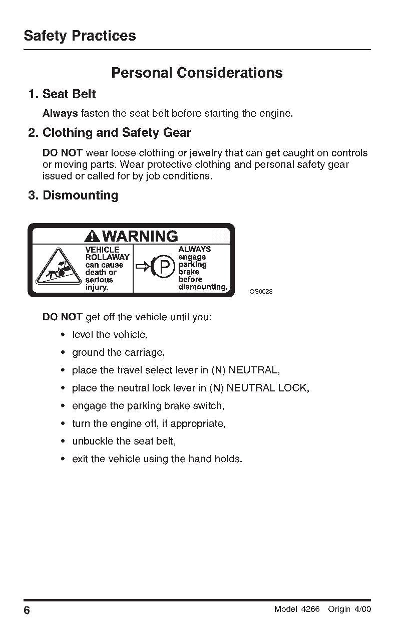 SKYTRAK 4266 Telehandler Maintenance Operation Operators Manual