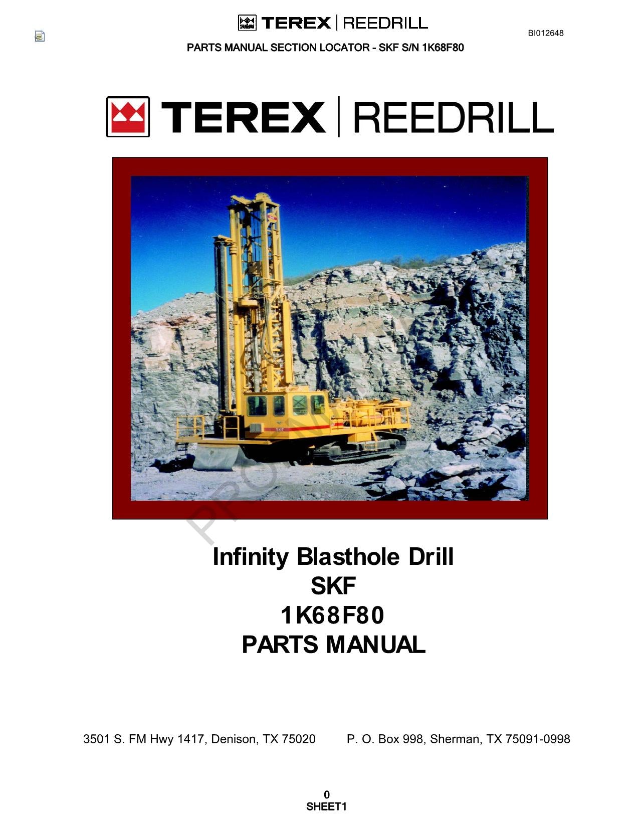 Caterpillar Cat SFK Infinity Blasthole Drill Teilekatalog Handbuch